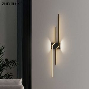 Eenvoudige Lange Goud Zwart Wit Nieuwe Moderne LED Wandlampen Woonkamer Eetkamer Slaapkamer Nachtkastje Veranda Hal Lampen BinnenverlichtingHKD230701