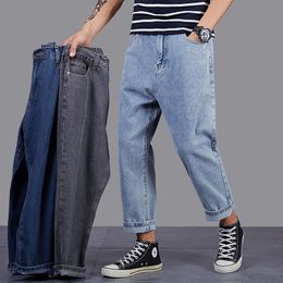 Eenvoudige losse heren jeans grote kleding casual negen-punt Harlan broek maat 28-48 voor dikke man oude papa broek 3 kleur