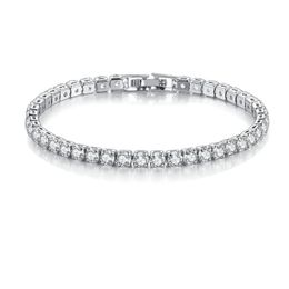 Eenvoudige Luxe 4mm Zirconia Tennis Armband Voor Vrouwen Mannen Goud Zilver Kleur Crystal Chain Bangle Engagement Wedding Party sieraden Geschenken