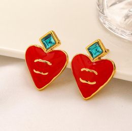 Eenvoudige Luxe Merk Ontwerpers Letters Stud 18K Vergulde Geometrische Beroemde Vrouwen inlay Crystal Rhinestone Earring Wedding Party Jewerlry Gift