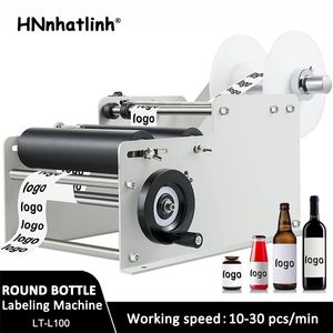 Eenvoudige Handleiding Bier Blikjes Water Wijnglas Sticker Labeler Applicator Mini Plastic Ronde Fles Iabeling Machine LT-L100