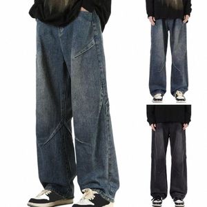 Pantalons en denim simples pour hommes Pantalons en denim de style hip hop pour hommes Pantalons baggy taille haute pour femmes Jeans à jambes larges décontractés avec pour hommes k9TI #