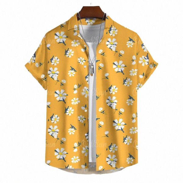 Chemise simple pour hommes Chemises hawaïennes imprimées florales 3D pour hommes Quotidien Casual Chemises à manches courtes Lâche Homme surdimensionné Vêtements Tops K7eJ #