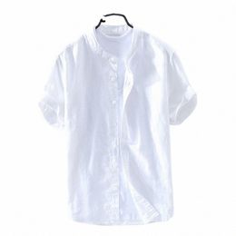 Camisas de manga corta para hombres simples Cott Cott Summer Color sólido Collar de giro Dring Rápido Beach Estilo de playa de talla grande R4eo#