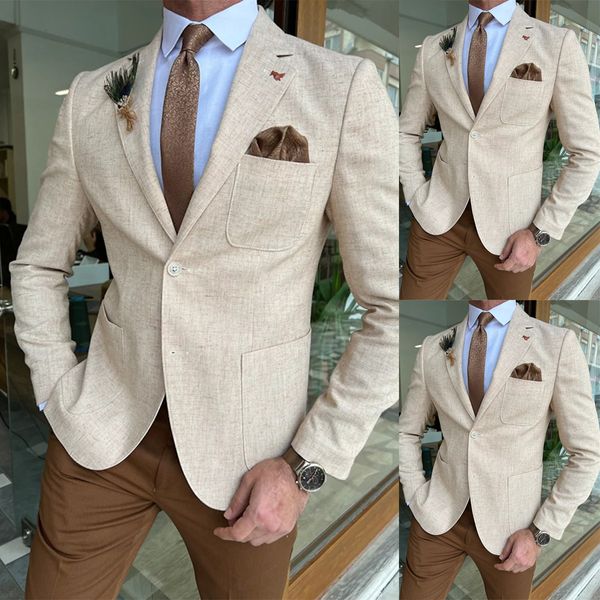 Simple para hombres de la boda para hombres Napa de la solapa muesca Single Brested Prom Party Blazer Blazer Tizos de tamaño grande Cubo personalizado