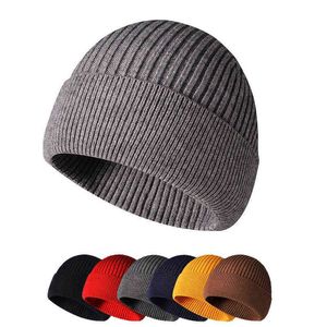 Simple Men Skullies Fall Winter Hoeden voor Dames Gebreide Solid Skullies Cool Couples Yuppie Mutsen Dunne 2021 Nieuwe Unisex Hats Y21111