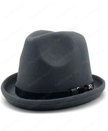 Simple Men039s a ressenti un chapeau Fedora pour Gentleman Winter Automn Church Roll Up Brim Homburg Dad Jazz Hat5857906