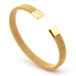 Bracelet Simple en acier inoxydable pour hommes, bijoux élastiques en maille en forme de C, à la mode, 22