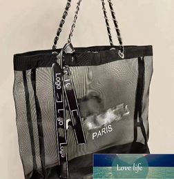 Bolso grande de malla Simple para mujer, bolso con cadena de gran capacidad, bolso de compras de moda para Influencer en línea, bolsos de hombro