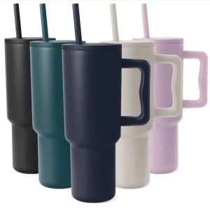 Gobelet moderne simple de 40 oz avec poignée couvercle paille 40 oz tasse de voyage isolée tasse de bière tasse de camping en plein air gobelets à boire isolés sous vide