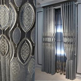 Rideaux européens modernes simples pour salon léger luxe haut de gamme évidé brodé rideau occultant rideaux de chambre 240110