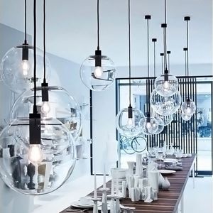 Eenvoudige moderne glazen bal hanglamp led E27 art deco europe hangende lamp met 8 stijlen voor slaapkamer restaurant keuken salon