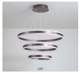 Lámpara circular LED moderna y sencilla, iluminación moderna, anillos acrílicos para restaurante, luces colgantes, lámparas de brillo para sala de estar, 40cm, 60cm, 80cm