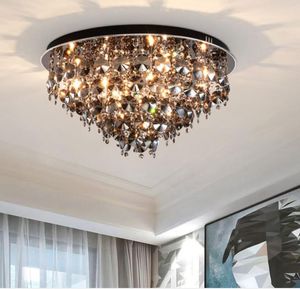 Eenvoudige moderne licht luxe kristal kroonluchter slaapkamer warme zwarte kristallen led plafond verlichting studierestaurantverlichting