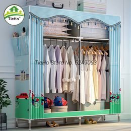 Armoire simple non tissée moderne Single Double Dormitory Momestory Assembly Cabinet Fold Portable Porting Armoire