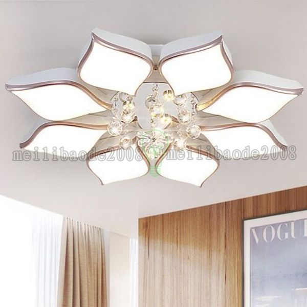 Lámparas de techo LED de flores de cristal redondas y modernas, iluminación para dormitorio, sala de estar, comedor, Hotel, restaurante, Villas