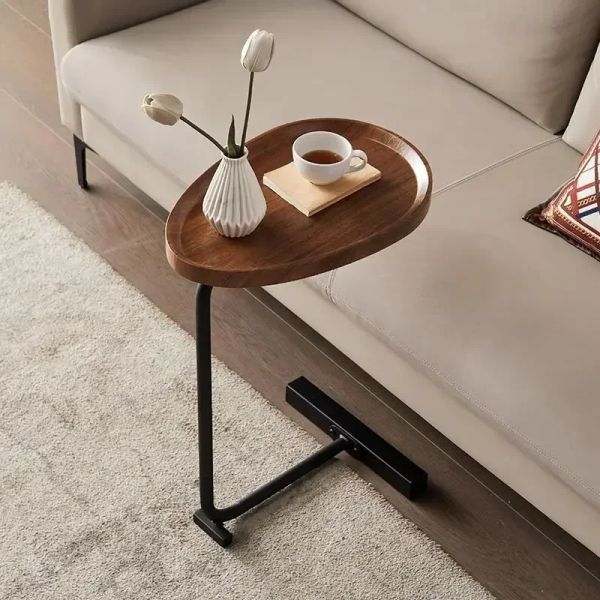 Sofa d'appoint moderne simple Table de coin lecture de chevet ovale table de table de thé à bois massif comptoir en bois supérieur meubles de salon