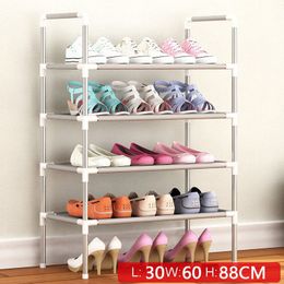 Simple multicouche chaussures porte-chaussures non-tissés assembler stockage étagère métal debout bricolage armoire meubles de salon y200527