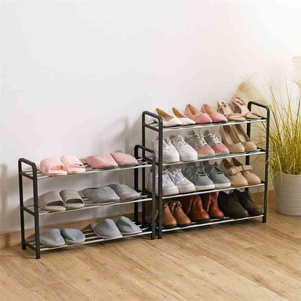 Estante para zapatos de múltiples capas Simple, estantes para dormitorio, sala de estar para el hogar, soporte de Metal desmontable para ahorrar espacio, accesorios organizadores 210811