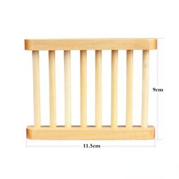 Porte-savon en bois de bambou naturel simple porte-savons en bois support de plateau de stockage plaque boîte conteneur pour bain douche salle de bain 11.5*9cm