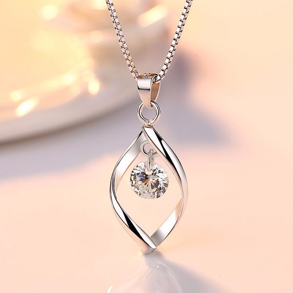 Colliers simples pour femmes déclaration 925 argent Sterling Zircon pierre pendentifs collier mariage bijoux de mariée