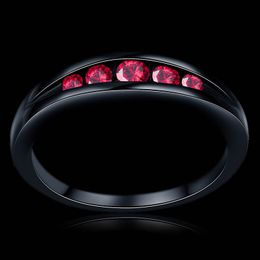 Eenvoudig nooit vervagen 18K zwart vergulde rode clear CZ steen vinger ring voor vrouwen bruiloft tail ring 006
