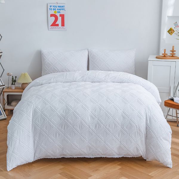 Juego de ropa de cama con funda de edredón de 220x240 a cuadros lisos nórdicos simples, ropa de cama, colchas de tamaño King y Queen, edredón de 150 para el hogar