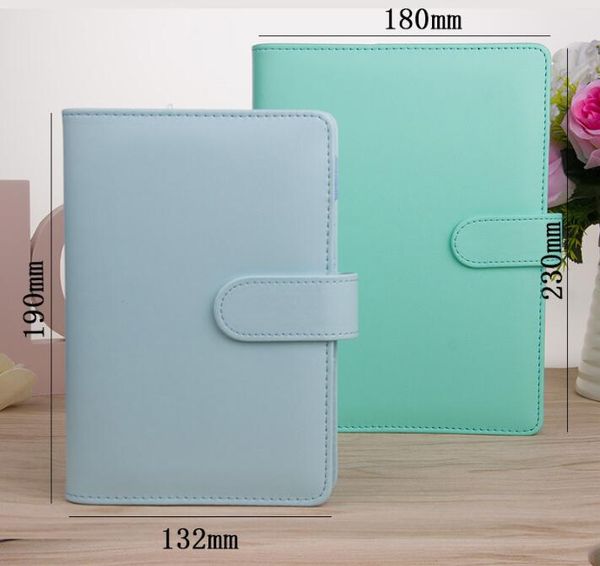 Cuaderno simple colores dulces Blocs de notas Carpeta Cuadernos de hojas sueltas PU Cubierta de cuero de imitación Carpeta de archivos Planificadores en espiral Álbum de recortes Memos diarios A5 WMQ923