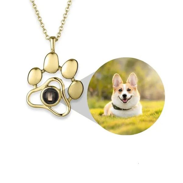 Collar de proyección personalizada en forma de pata simple con su mascota Family Memory Regalo Proyección de perros Collar Familia Regalo 240409