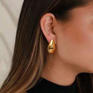 Eenvoudige erwtvormige 14k gouden kleur drop oorbellen voor vrouw Koreaanse mode-sieraden Goth Party meisjes ongebruikelijke accessoire