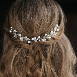 Simple Perle Crystal Fabriqué à la main les couches à chaîne douce et accessoires de cheveux en gros de la mariée en gros