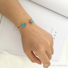 Eenvoudige persoonlijkheid armband geometrische steen textuur mozaïek marmeren turquoise dubbele driehoekige armband groothandel