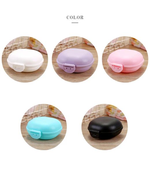 Boîte à savon de voyage en plastique Simple avec couvercle Portable salle de bain macaron savons boîtes à vaisselle support étui 5 couleurs