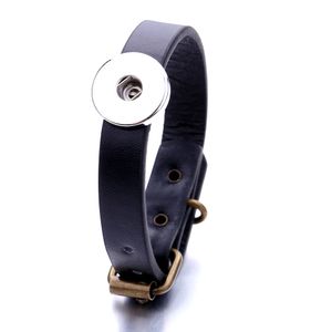 Bracelet à boutons-pression en cuir PU, Simple, rétro, boucle, bijoux, 18mm, boutons à pression gingembre, breloque Punk