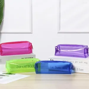 Rangement de papeterie de papinerie de sacs à crayons simples de couleur PVC
