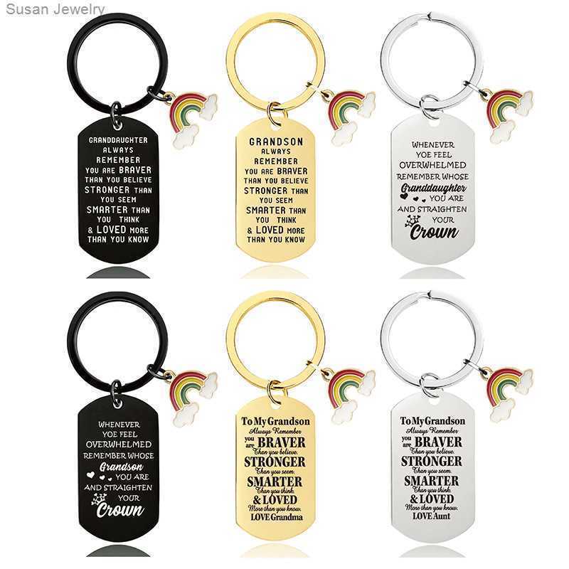 Simple Rainbow Charm Key Rings Family Festival Gifts For Grandson Granddaughter Key Chain Jewelry Gift Wholesale