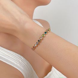 Eenvoudige regenboog edelsteen armband voor vrouwen chique mode veelzijdige vrouwelijke hand sieraden