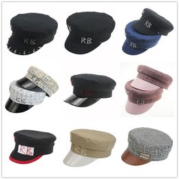 Simple RB Hat Women Men Street Fashion Fashion Hats Boinas negras Bouletas Top planas Drop Gap GX220520286U