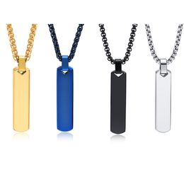 Simple Rectangulaire Collier Bar Pendentif En Acier Inoxydable Chaîne 24 pouces Pour Hommes Femmes Mode Bijoux 4 Couleur Choisir Bleu Noir Argent Doré