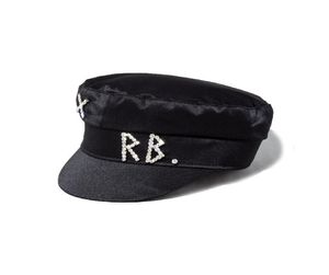 Simple strass RB chapeau femmes hommes rue mode Style gavroche chapeaux bérets noirs dessus plat Caps2563690