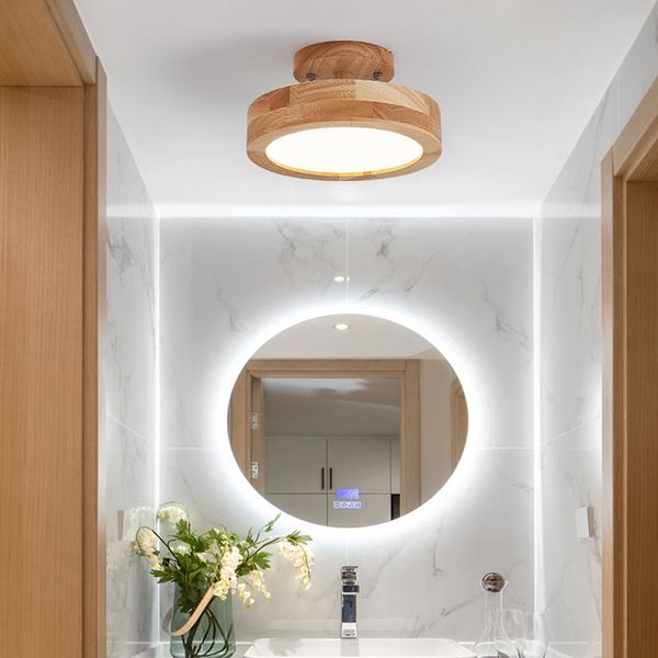 Sencillo escandinavo de madera maciza, pasillo redondo, luz, vestíbulo, entrada, vestíbulo, pasillo, guardarropa, decoración del techo, lámparas y linternas LED