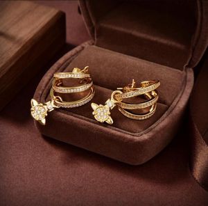 Eenvoudige sectie blingbling inlays diamanten oorbellen oorbellen western queen planeet ster aura hoogwaardige luxe sieraden vrouwen saturn earring ontwerper sieraden er08