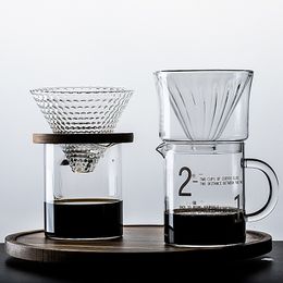 Juego simple V60 Gotero de vidrio 1-2 tazas Compartir olla Filtro de cerveza Embudo Jarra de café reutilizable 210309