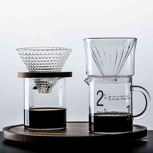 Ensemble simple V60 Verre Dripper 1-2 tasses Partage Pot Brew Filtre Entonnoir Réutilisable Pichet à Café 210330