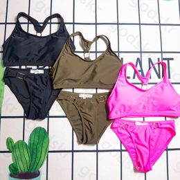 Simple Sexy licou femmes Bikini marque de mode maillots de bain col en V Camisole maillot de bain taille haute vêtements de plage ensemble de bain