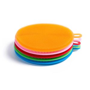 Brosses de nettoyage de bol à vaisselle en silicone simple multifonction 5 couleurs tampon à récurer brosses de lavage de casserole nettoyant outil de lavage de vaisselle de cuisine DBC