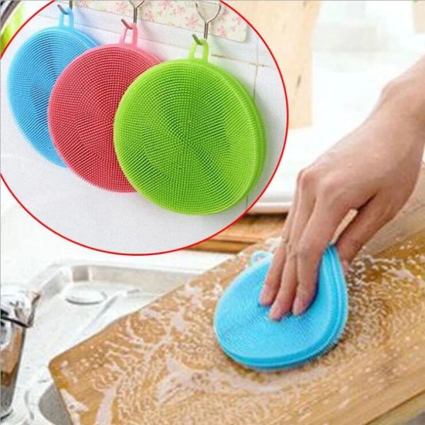 Brosses de nettoyage de bol à vaisselle en silicone simples multifonctions 8 couleurs tampon à récurer casserole brosse de lavage nettoyant vaisselle de cuisine outil de lavage