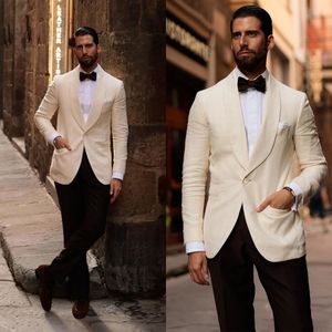 Eenvoudige slanke bruiloft Tuxedos One Button Shawl Rapel Bruidegom Business Evening Suit Wear Blazer 1 -stukje