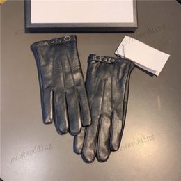Simple couleur unie mitaine hiver thermique gant mode noir écran tactile gants bouton mitaines décontractées pour hommes