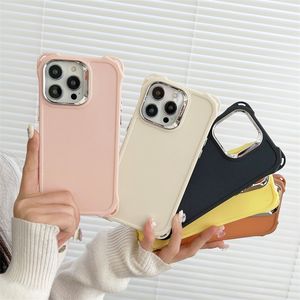 Simple Solid Color Phone Case For IPhone 13 11 12 14 15 Pro Max 15pro Protection Electroplated Lens Hybrid Back Cover Candy Cases 100pcs